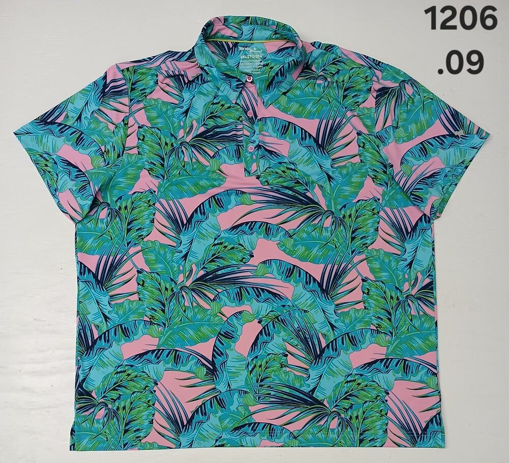 Birdie Bound (2XL) Multicolor Button Hawaii Style Polo Shirt